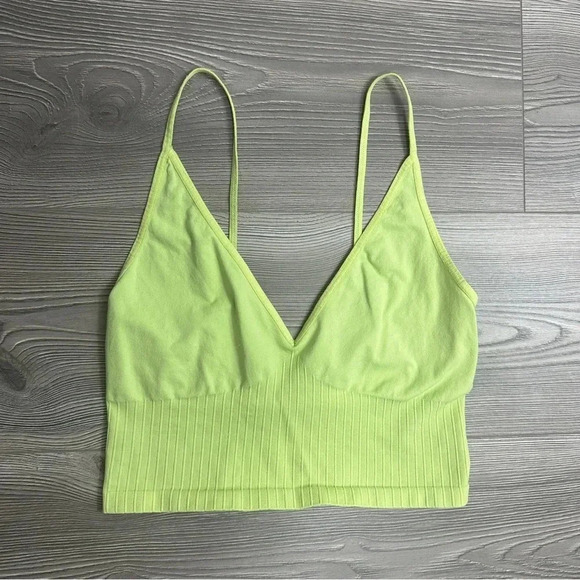 Free People Tops - Free People‎ Kiwi Green Ribbed V-Neck Tank Top